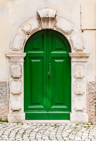 italian door in a small village in the reegion of Abruzzo Italyの写真素材