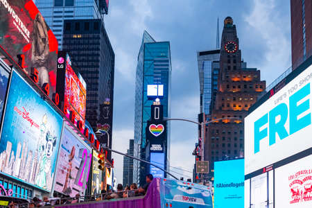 NEW YORK - JULY 16, 2021: New York Times Square traffic at night - summer 2021