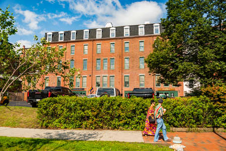 PORTLAND, ME - SEPTEMBER 10, 2014: Portland downtown is filled with 19th century brick buildings and is now a touristic attractionのeditorial素材