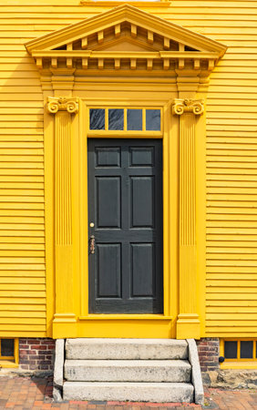 entrance of a typical New England residential house in New Hampshire, USA