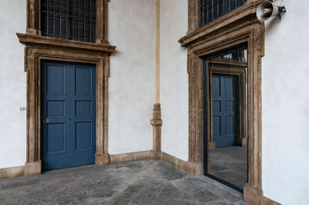door at the entrance to the historical buiding in MIlan, Italy