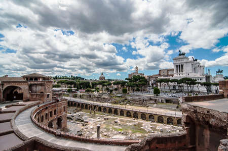 view of roman forum in near the Colosseum in Roma Italyの写真素材