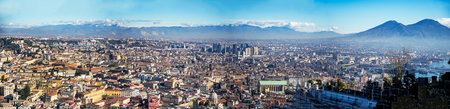 Top view skyline Cityscape In the day lighhting. Naples, Italy, from hill district.