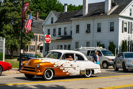 SACO, MAINE - JULY 30, 2016: old american car in a annual exhibition on July 30, 2016 in Saco ME. The exhibition is taken in Saco every year at the last saturday of Julyのeditorial素材