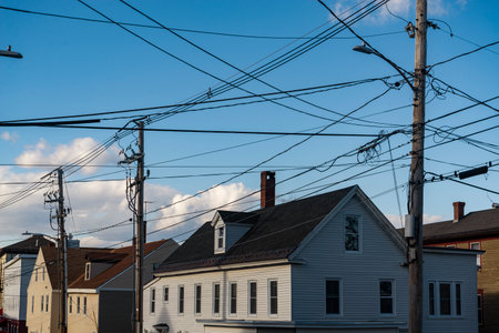 historical street of downtown Biddeford, state of Maine, USA.