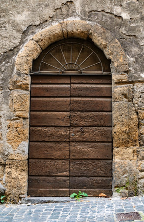italian door in the town of Orvieto, Umbria. Italyの写真素材