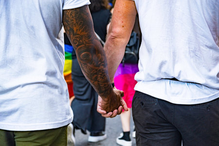 Some participants in Gay Pride every year brings together thousands of gay people and not to claim the rights to sexual freedom and against homophobia.のeditorial素材
