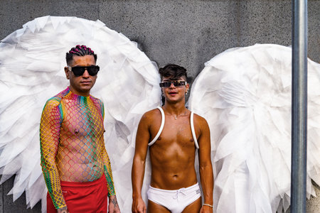 Some participants in Gay Pride every year brings together thousands of gay people and not to claim the rights to sexual freedom and against homophobia.のeditorial素材