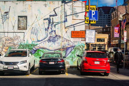 The Historic Chinatown district in downtown Boston, Massachusetts, USA.のeditorial素材