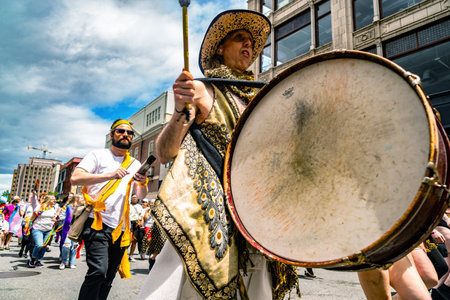 people took part in the Portland ME Gay Pride parade to support gay rights, Maine, USAのeditorial素材