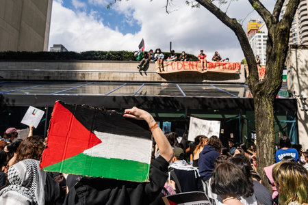 Students addresses a pro-Palestinian demonstration at the Fordham University in New York City.