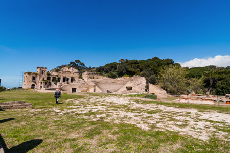 Glimpse of the imperial villa of Pollione in the Archaeological Park of Posillipoの写真素材