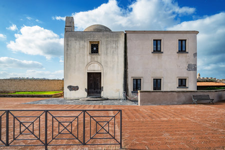 Baia, view of the castle, the entrance and the architectural details near Naples, Italyの写真素材
