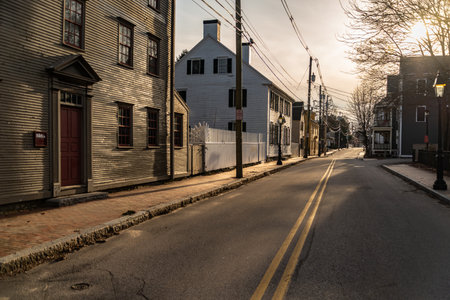 Colorful and historic houses in Portsmouth, New Hampshire, USA.の写真素材