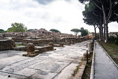 ostia antica port on the Tiber in Rome. Roman Archeology site, Italyの写真素材