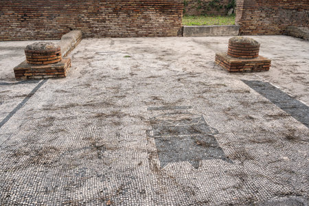 ostia antica port on the Tiber in Rome. Roman Archeology site, Italyの写真素材