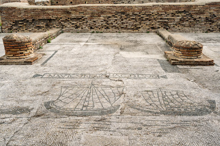 ostia antica port on the Tiber in Rome. Roman Archeology site, Italyの写真素材
