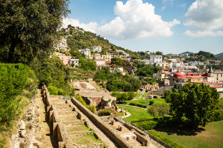 Italy, Naples, Baia, view and details of the archaeological area specialized in the spa treatments of the ancient Romans. Italyの写真素材