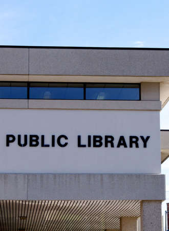 public library building in a small townの写真素材