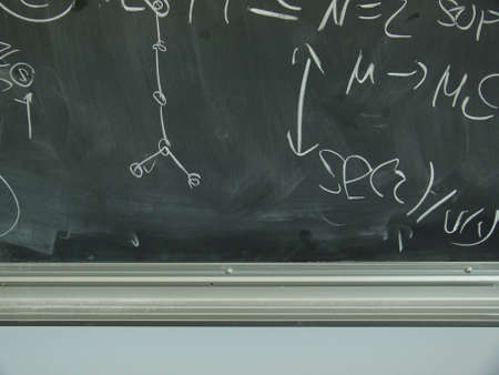 lower edge of blackboard with formulaeの写真素材