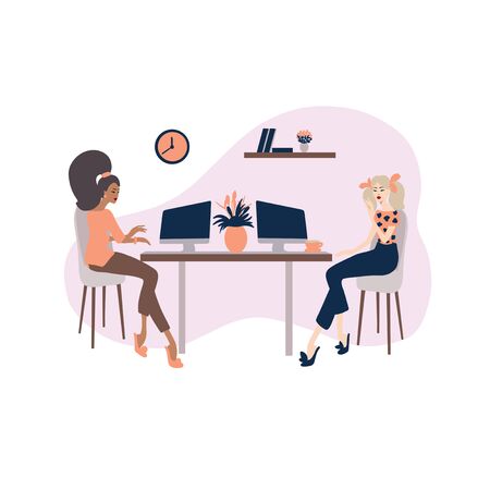 The Girls Working at Homeの写真素材