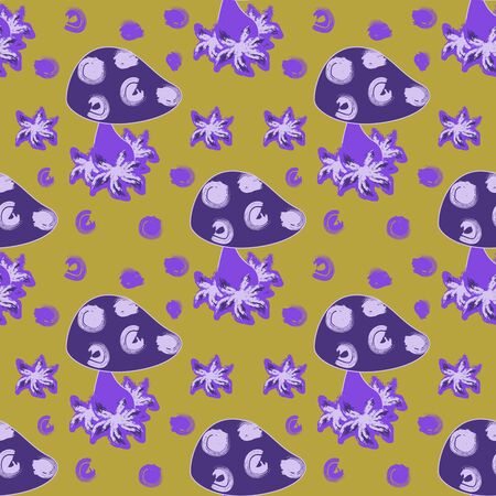 Seamless Pattern with Mushroomの写真素材