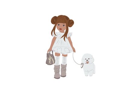 The Girl and a Her Own Dogの写真素材