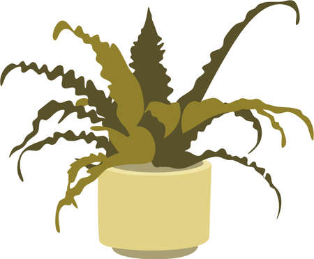 The Flower in a Yellow Pot Flat Illustrationの写真素材