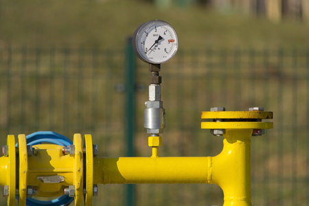 Manometer on gas pipeの写真素材