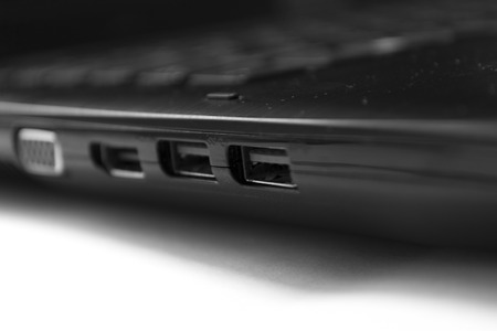 Black computer USB port plug