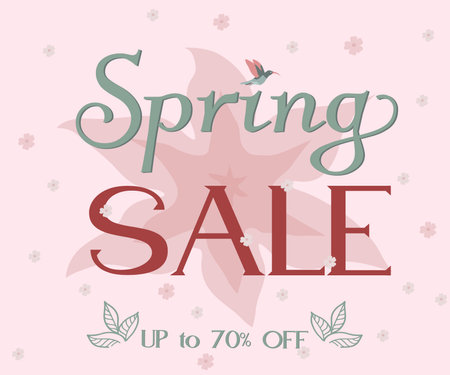 Spring sale pink background with beautiful flower. Vector illustration template perfect for banners, flyers, invitation, posters, brochure, discount coupon, 70のイラスト素材