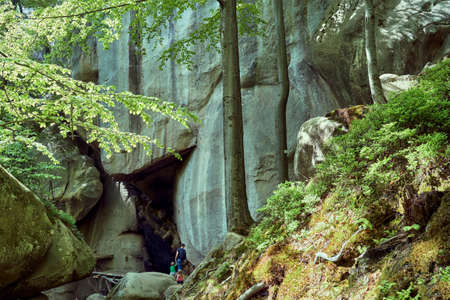 on the nature of the mountain forest rocksの写真素材