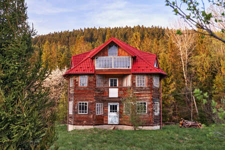 fairytale house in the mountains wooden beautifulの写真素材