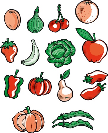 Vector illustration of fruits and vegetablesのイラスト素材