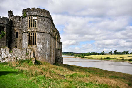 Ruins of Carew castle in Pembrokeshire, Walesのeditorial素材