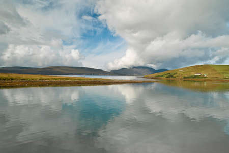 Landscape between islands in the Orkneys, Scotlandの写真素材