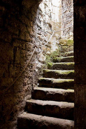 Stone stairs inside a castleの写真素材