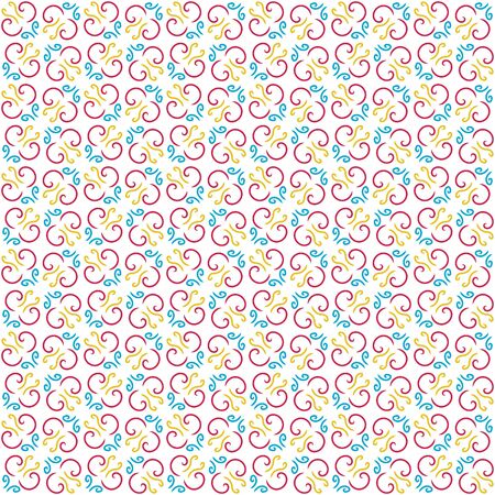 Seamless pattern over the white background with yellow, blue, red abstract elementsのイラスト素材