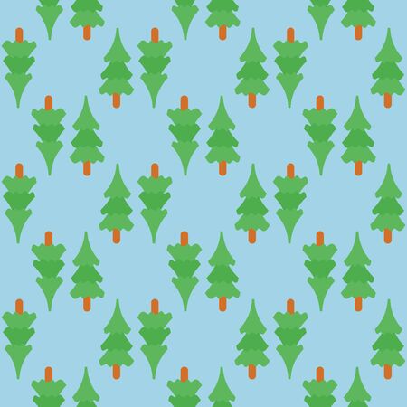 Seamless new year pattern with new year trees and  over the light blue backgroundのイラスト素材