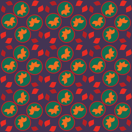 Seamless pattern over the dark blue background, with coloful geometric elementsのイラスト素材