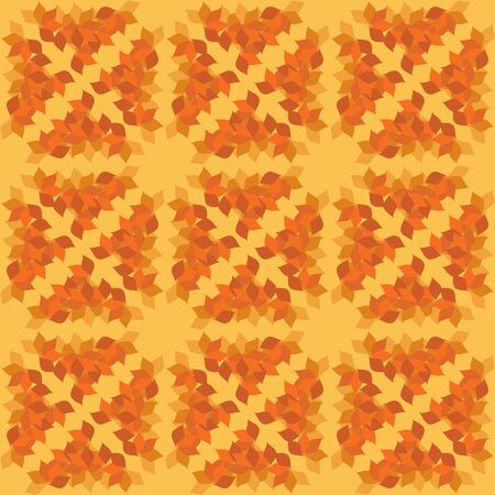 Seamless pattern over the yellow background. Abstract geometric leavesのイラスト素材