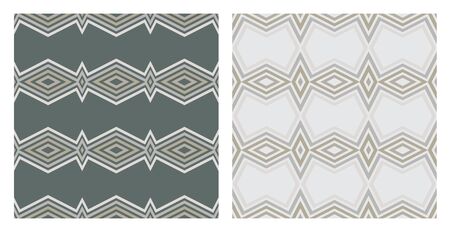 Set of 2 seamless geometric pattern over the grey background. Geometric backgroundのイラスト素材