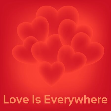 Red card with abstract hearts over red background.のイラスト素材