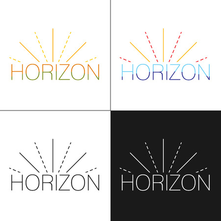 Abstract horizon logo template with sun beams in four variations black, white and colorful designs. Logo design template. Vector illustration.のイラスト素材