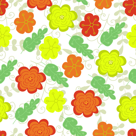 Seamless floral pattern. Colorful summer background for creating card, invitation, wedding, decoration, textile. Bright illustration.のイラスト素材
