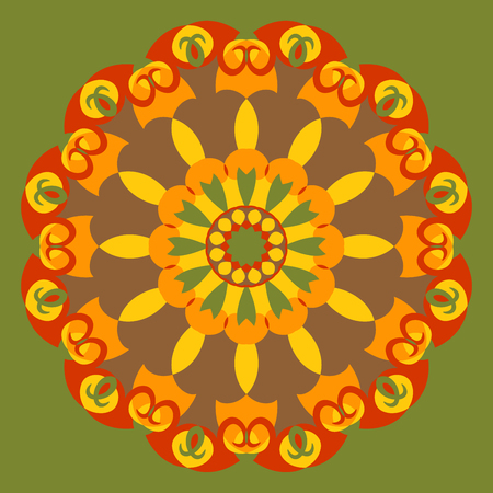 Round decorative pattern. Lace circle design template. Abstract colorful background. Mandala illustrationのイラスト素材