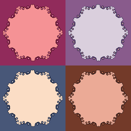 Decorative calligraphic  frames set. Collection of round pattern designs with curves and swirls, abstract backgroundのイラスト素材