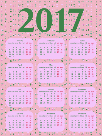 2017 year calendar template.Colorful decorative design.のイラスト素材