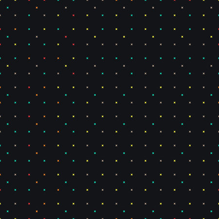 Seamless pattern design. Decorative black background with colorful geometric elementsのイラスト素材
