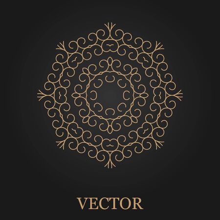 design template, creative monogram, abstract round emblem, mono line decorative icon, vector illustration.のイラスト素材